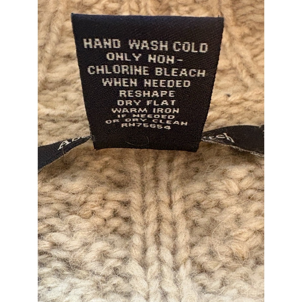 Y2K Abercrombie Fitch Cardigan Women Large Lambswool Shacket Sweater Cable Knit - Picture 7 of 12